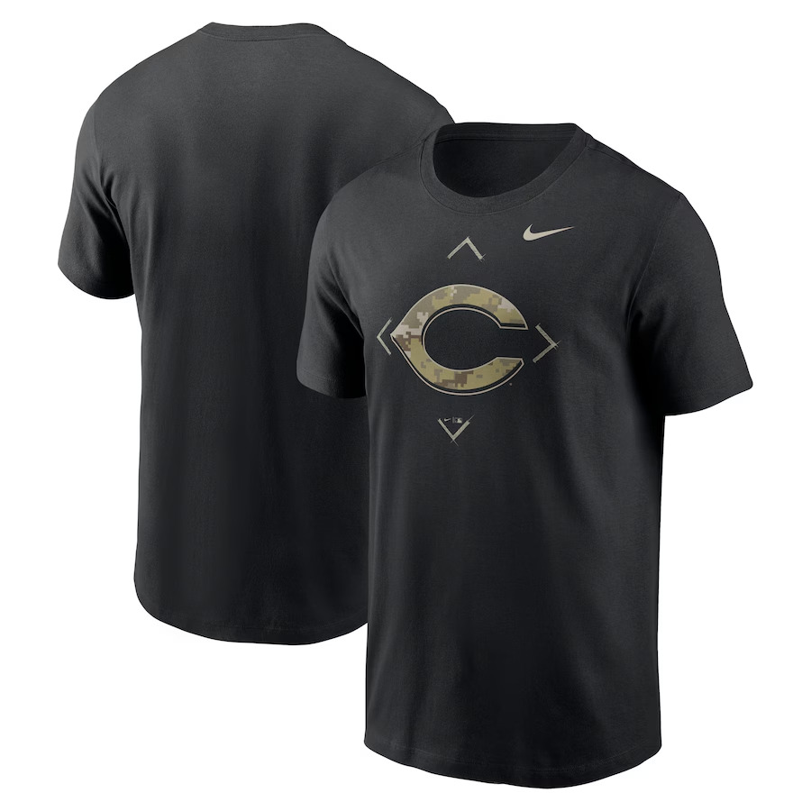 Men 2025 MLB Cincinnati Reds Nike Black T-shirt->mlb t-shirts->Sports Accessory